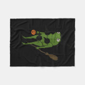 For October, Funny Halloween, Funny Witch Frog  Fleecedecke (Vorderseite (Horizontal))