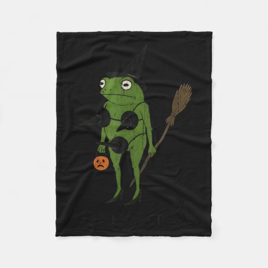 For October, Funny Halloween, Funny Witch Frog  Fleecedecke (Vorderseite)