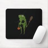 For October, Funny Halloween, Funny Witch Frog Mousepad (Mit Mouse)