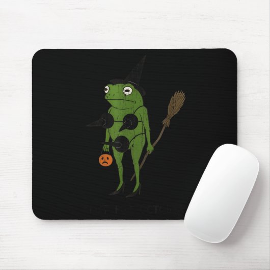 For October, Funny Halloween, Funny Witch Frog Mousepad (Mit Mouse)