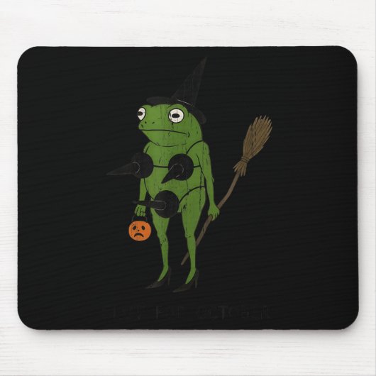 For October, Funny Halloween, Funny Witch Frog Mousepad (Vorne)