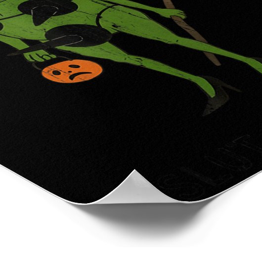 For October, Funny Halloween, Funny Witch Frog Poster (Ecke)