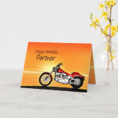 For Partner, Motorcycle in the sunset. Karte (Gelbe Blume)