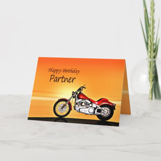 For Partner, Motorcycle in the sunset. Karte (Vorderseite)
