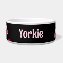 For Pet Modern Writing Scattered Pink Hearts Napf