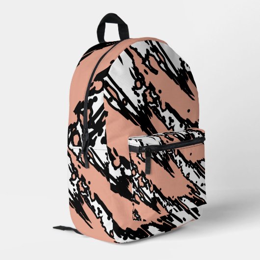 For Soft Souls – Blush Beige Abstract Backpack Bedruckter Rucksack (Rückseitige Ecke links)