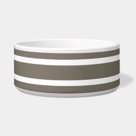 For Stylish Pets – Taupe & White Striped Ceramic  Napf