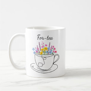 For-Tea 40. Geburtstag Whimsical Farbige Blumen Kaffeetasse