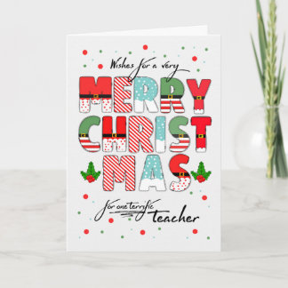 for Teacher Merry Christmas Decorated Lettering Feiertagskarte