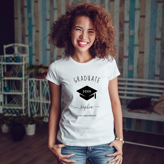 For the Graduate | Stylish Black Text Class Year T-Shirt