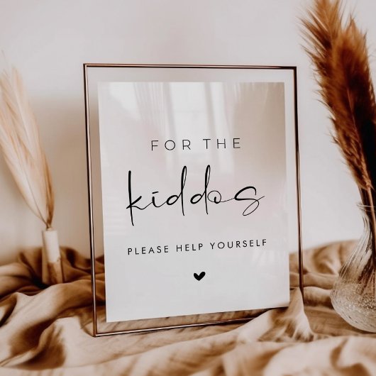 For the Kiddos Modern Wedding Kids Table Sign Poster