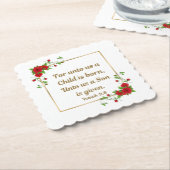 “For unto us a Child is born" Square Scalloped Untersetzer (angewinkelt)