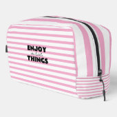 For Women Light Pink & White Striped Toiletry Bag Waschbeutel (Rechte Ecke)