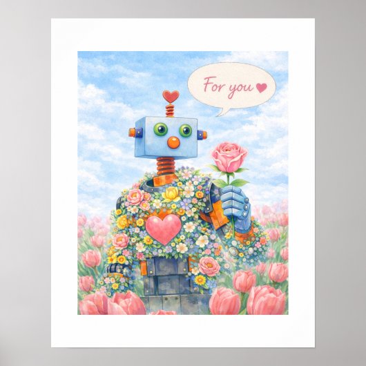 For You – Floral Robot Poster (Vorne)