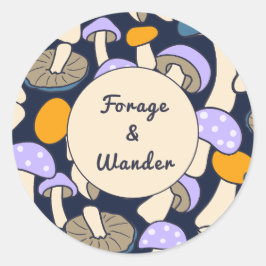 Forage & Wander Retro-Muster Midnight Forest Runder Aufkleber