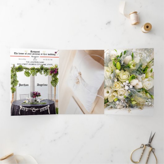 Foral & Elegante Hochzeit Einladung (Innenseite)