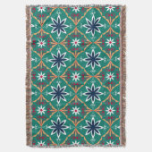 Foral Geometric Blue und Navy Muster Decke (Vorderseite Vertikal)