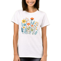 Foral Printed T - Shirt for Girl for Women