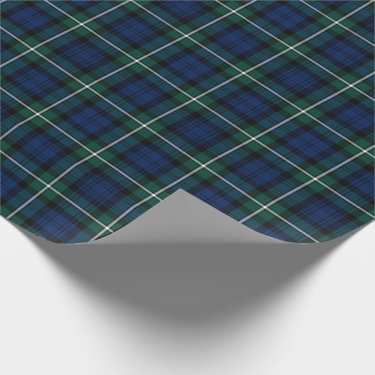 Forbes Clan Tartan Green und Blue Scottish Kariert Geschenkpapier (Ecke)