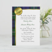 Forbes Kariert Monogram Hochzeitseinladung Einladung (Stehend Vorderseite)