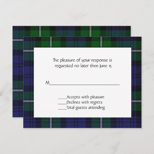 Forbes Kariert RSVP Card (Vorne/Hinten)