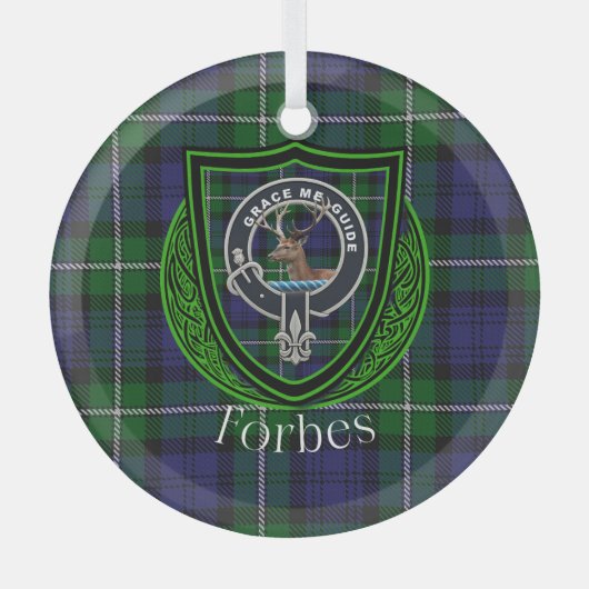 Forbes Schottischer Clan-Tartan und Wappen Ornament Aus Glas (Vorderseite)