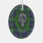 Forbes Schottischer Clan-Tartan und Wappen Ornament Aus Glas (Vorderseite Rechts)