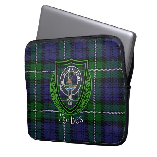 Forbes Scottish Clan Tartan and Crest Laptopschutzhülle (Vorderseite Links)