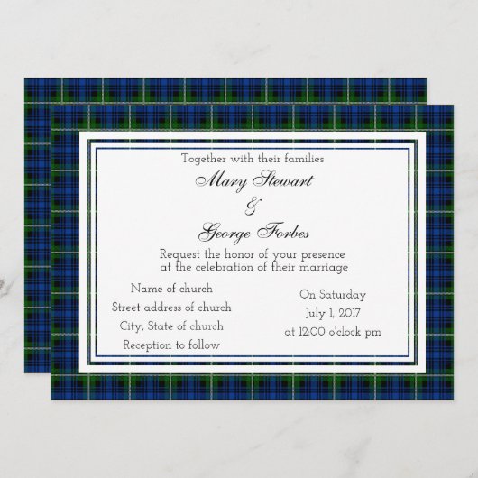 Forbes Scottish Wedding Einladung (Vorne/Hinten)