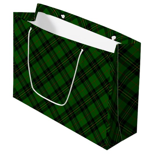 Forbes tartan green black kariert große geschenktüte (Vorderseite Schrägansicht)