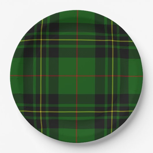 Forbes tartan green black kariert pappteller (Vorderseite)