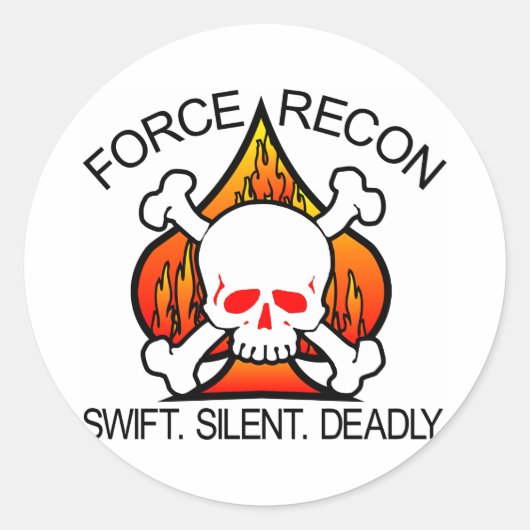 Force Recon Skull Runder Aufkleber (Vorderseite)