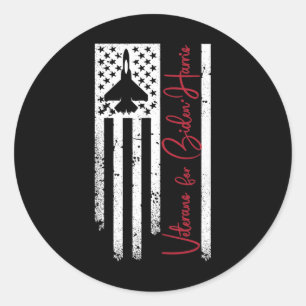 Force Veterans for Biden Harris - Grunge Flag Runder Aufkleber