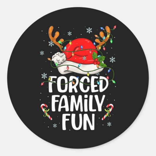 Forced Family Fun Sarcastic Christmas Funny Men Wo Runder Aufkleber (Vorderseite)