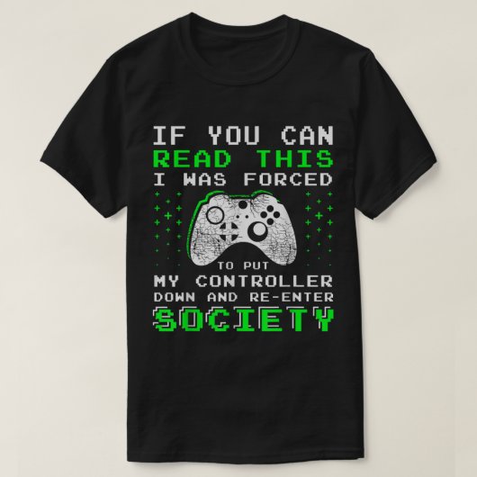 Forced to Pause Funny Gamer Controller Art T-Shirt (Design vorne)