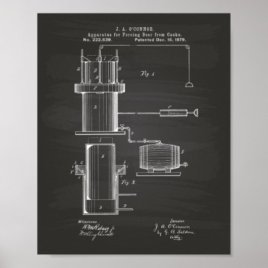 Forcing Beer 1879 Patent Art - Chalkboard Poster (Vorne)