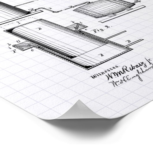 Forcing Beer 1879 Patent Art - Lined Peper Poster (Ecke)
