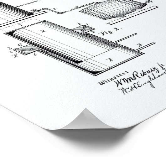 Forcing Beer 1879 Patent Art - Weißbuch Poster (Ecke)