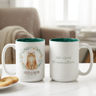 Fördere eine Freundin Ginger Katze Blumengewinde Zweifarbige Tasse