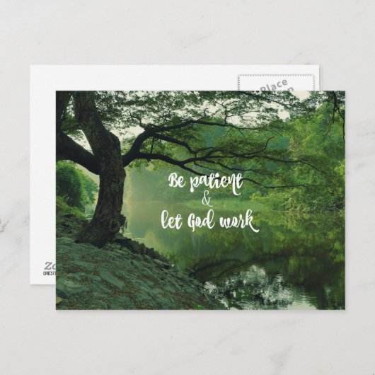 Förderung: Be Patient: Let God Work Quote Postkarte (Vorne/Hinten)