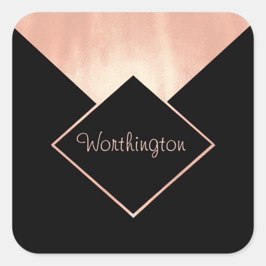 Förderung der Rose von Unternehmen Gold Metallic F Quadratischer Aufkleber (Vorderseite)