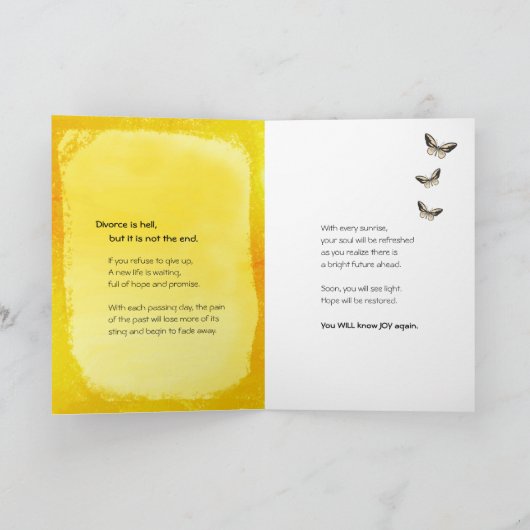 Förderung der Scheidung mit Schmetterlingen und Sk Karte (Innenseite)