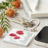 Förderung der Schrift Isaiah Poppy Garden Blume Schlüsselanhänger (Vorderseite rechts)