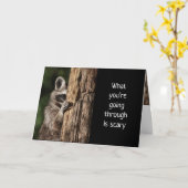 Förderung der Schrift mit Niedlichem Raccoon Karte (Gelbe Blume)