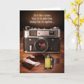 Förderung des Vintagen Kamera- und Spaßes Karte (Gelbe Blume)