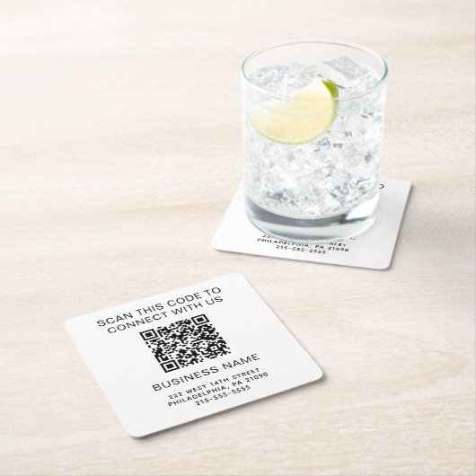 Förderung moderner Unternehmen mit QR-Code Rechteckiger Pappuntersetzer (Vor Ort)