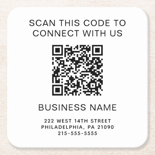 Förderung moderner Unternehmen mit QR-Code Rechteckiger Pappuntersetzer (Vorderseite)