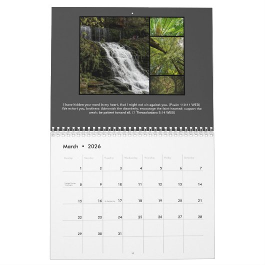 Förderung und Inspirier der Collage Scripture Kalender (Mär 2026)