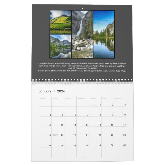 Förderung und Inspirier der Collage Scripture Kalender (Jan 2026)