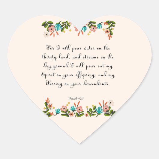 Förderung von Bibelversen Kunst - Isaiah 44:3 Herz-Aufkleber (Vorderseite)